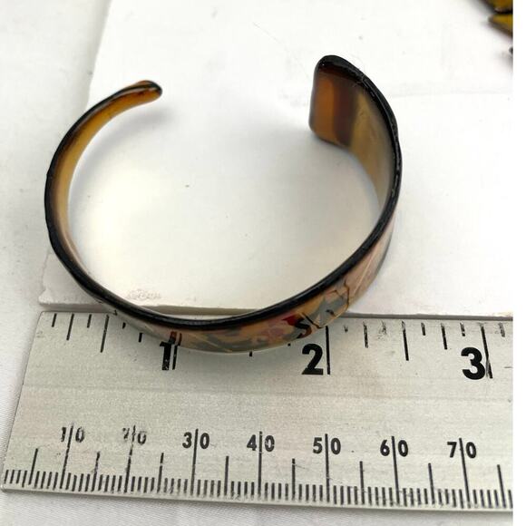 VTG John Crutchfield Earrings Bangle Metallic Art Graphics Gold Black 1990s - Picture 8 of 16